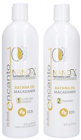 Набір для кератинового випрямлення волосся - Encanto Nanox Set (sh/473ml + treatm/473ml) — фото N1