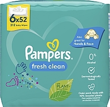 Детские влажные салфетки "Fresh Clean", 6x52шт - Pampers — фото N2