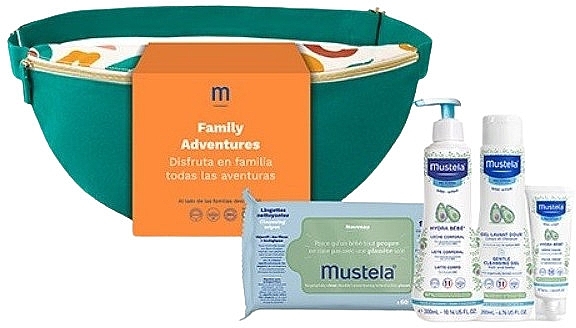 Набор - Mustela Family Adventures Banana Bag Terracota (bag + wipes/60pcs + milk/300ml + gel/200ml + cr/40ml) — фото N1