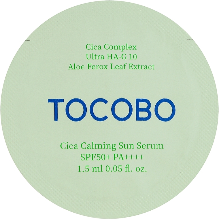 Солнцезащитная сыворотка для чувствительной кожи - Tocobo Cica Calming Sun Serum SPF50+ PA++++ (пробник) — фото N1