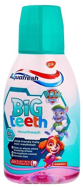 Ополаскиватель для полости рта, фруктово-мятный вкус - Aquafresh Big Teeth 6+ Years Fruity Mint Flavour — фото N2
