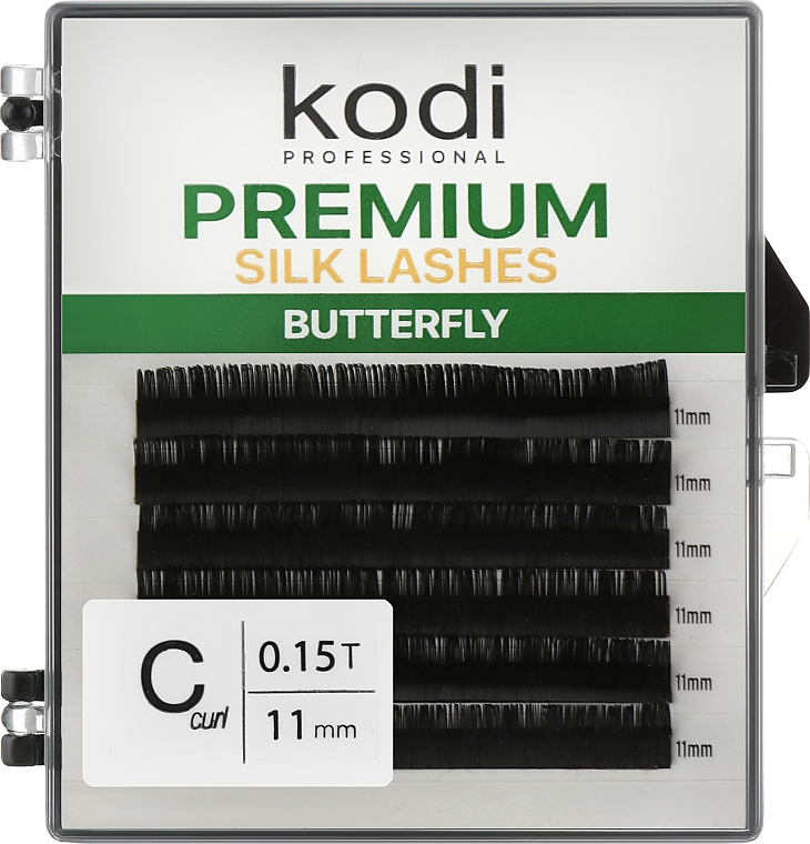 Накладные ресницы Butterfly Green C 0.15 (6 рядов: 11 мм) - Kodi Professional — фото N1