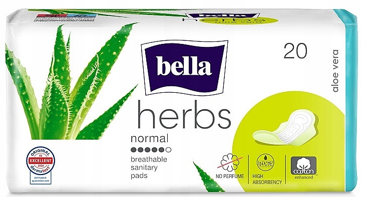 Гігієнічні прокладки, 20 шт. - Bella Herbs Aloe Vera — фото N1