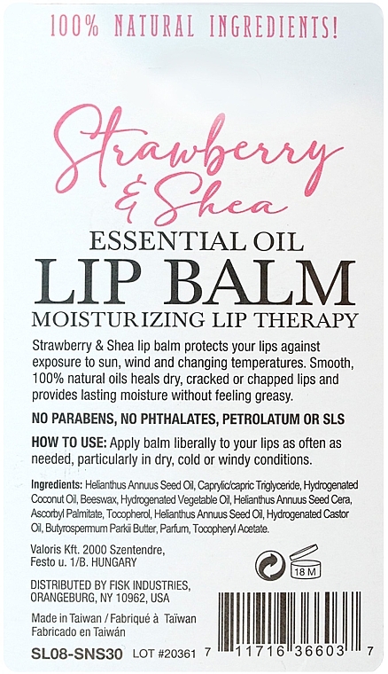 Бальзам для губ "Клубника и масло ши" - Difeel Essentials Strawberry & Shea Lip Balm — фото N2