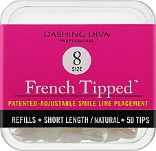 Тіпси короткі натуральні - Dashing Diva French Tipped Short Natural 50 Tips (Size - 8) — фото N1