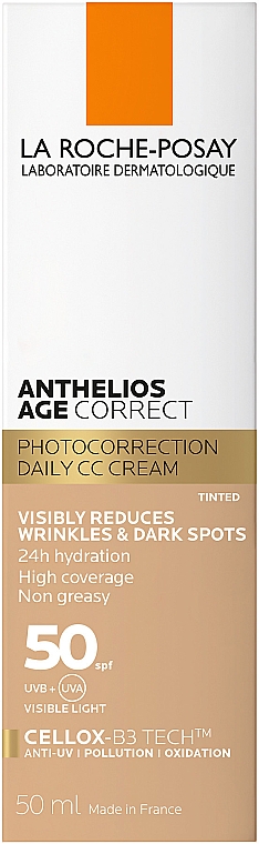 Антивіковий сонцезахисний засіб з тонуючим ефектом для обличчя проти зморшок і пігментації, SPF50 - La Roche-Posay Anthelios Age Correct SPF50 Tinted — фото N6