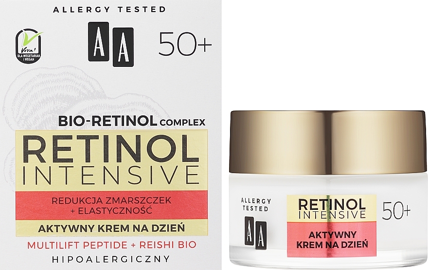 Активний денний крем "Зменшення зморщок + пружність" - AA Cosmetics Retinol Intensive 50+ Cream — фото N2