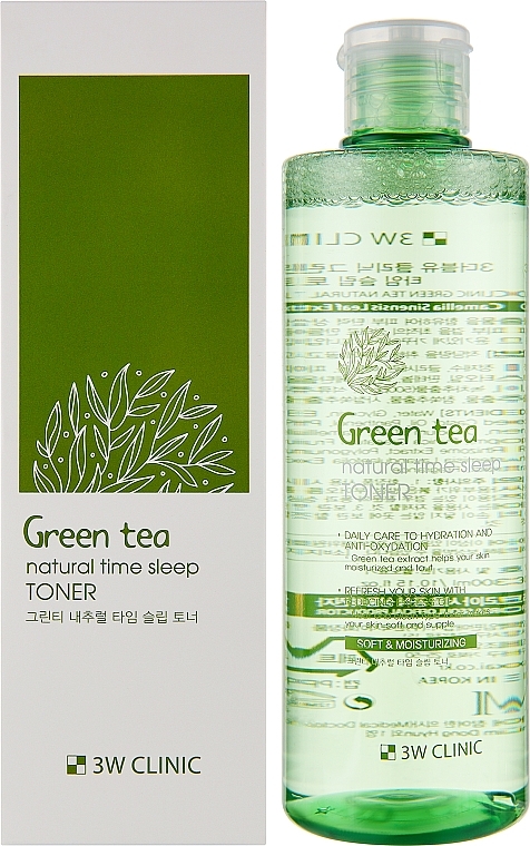 Тонер для обличчя з екстрактом зеленого чаю - 3W Clinic Green Tea Natural Time Sleep Toner — фото N2