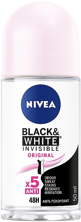 Антиперспірант кульковий "Чорне та біле. Невидимий" - NIVEA Invisible Black & White Original — фото N1