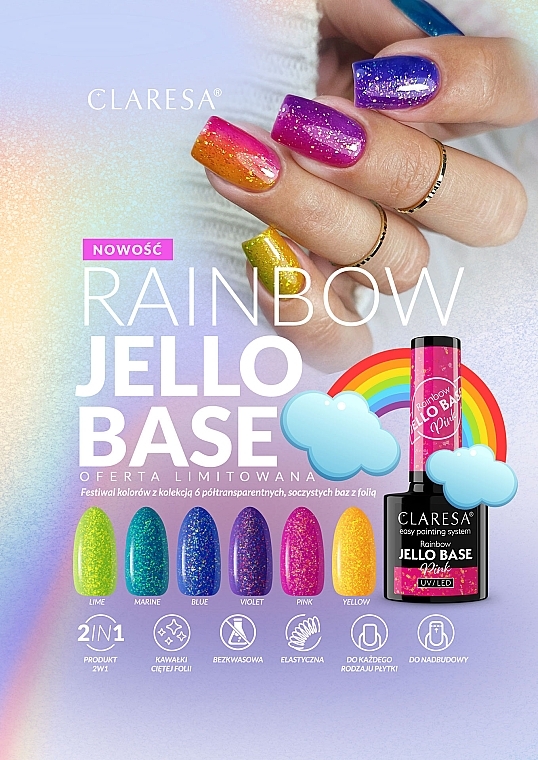 База для гель-лака - Claresa Rainbow Jello Base — фото N3