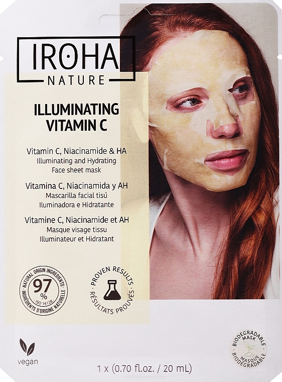 Тканинна маска для обличчя - Iroha Nature Brightening Vitamin C Tissue Face Mask — фото N1