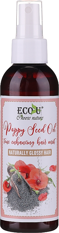 Двухфазный спрей для волос с маком - Eco U Poppy Seed Oil Hair Mist — фото N1
