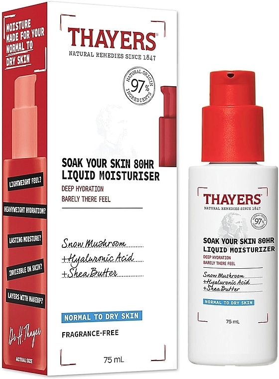 Увлажняющий крем для нормальной и сухой кожи - Thayers Soak Your Skin 80HR Liquid Moisturizer — фото N1