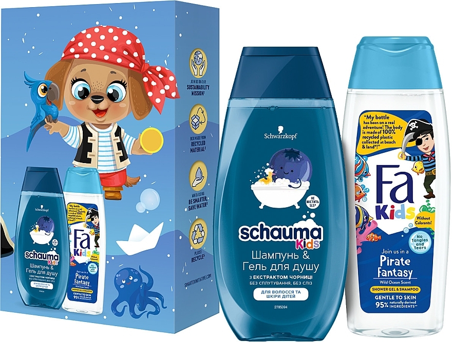 УЦІНКА Набір "Kids Boy" - Fa & Schauma Kids (shm/balm/250ml + sh/gel/250ml) * — фото N1