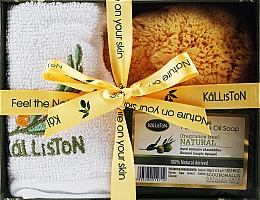 Духи, Парфюмерия, косметика Набор - Kalliston Natural (soap/100g + sponge + towel)
