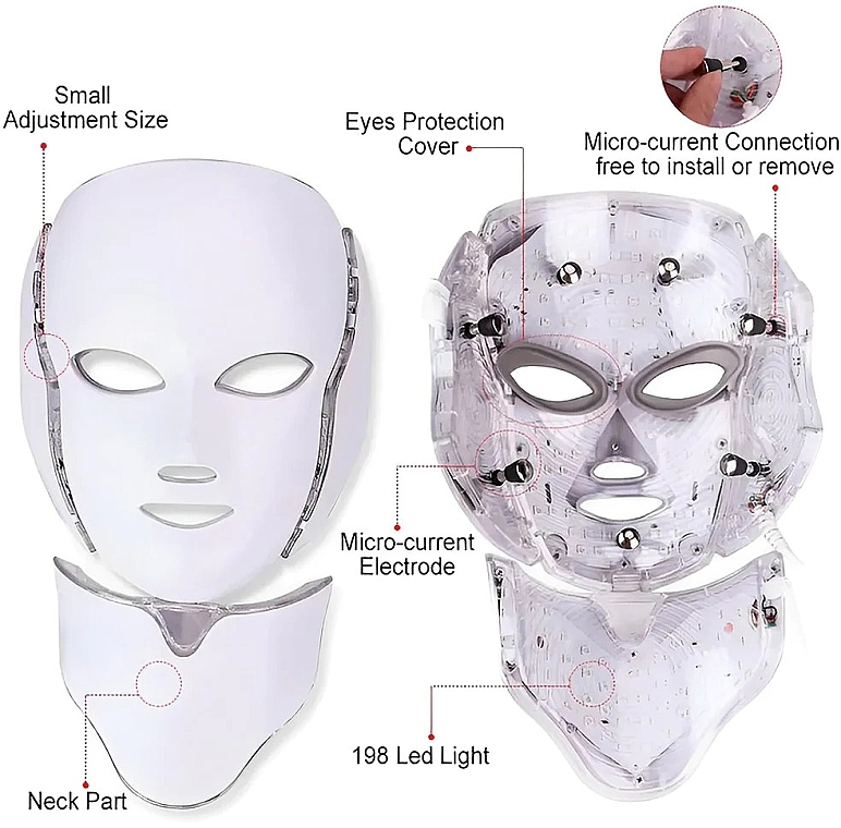 Светодиодная LED-маска для лица, 7 цветов - Eclat Skin London Limited Edition Pro 7 Colour LED Face & Neck Mask — фото N2