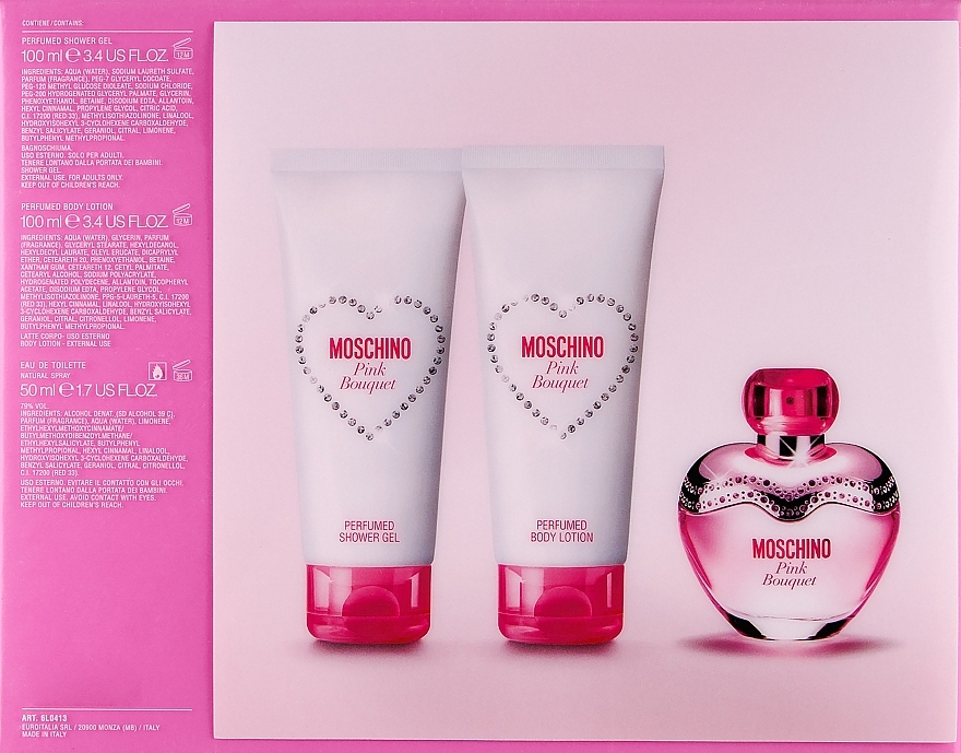 Moschino Pink Bouquet - Набір (edt/50ml + b/lot/100ml + sh/gel/100ml) — фото N3