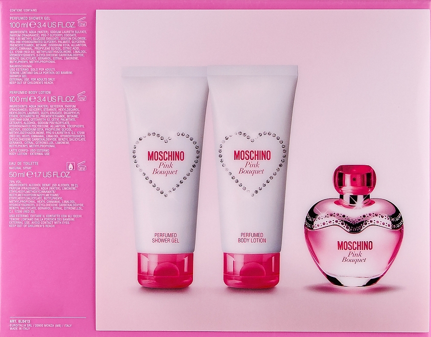 Moschino Pink Bouquet - Набор (edt/50ml + b/lot/100ml + sh/gel/100ml) — фото N3