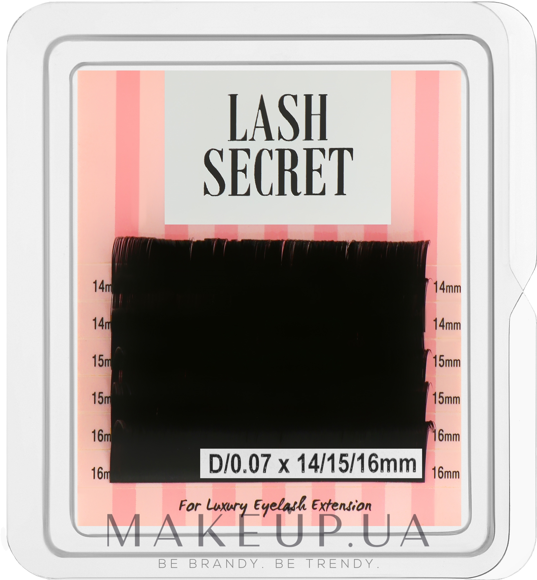 Накладні вії, чорні, мікс, 6 ліній (0.07, D, (14,15,16)) - Lash Secret — фото 1уп