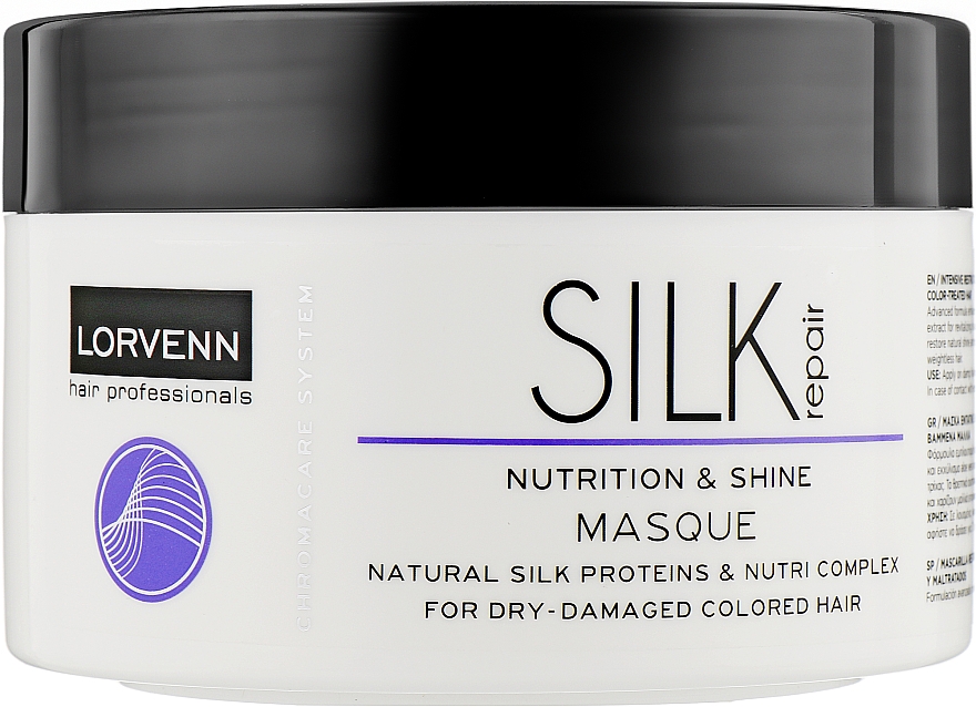 Интенсивная реструктурирующая маска с протеинами шелка для сухих, поврежденных, окрашенных волос - Lorvenn Silk Repair Nutrition & Shine Mask