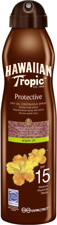 Суха олія для засмаги - Hawaiian Tropic Protective Argan Oil Spray SPF 15 — фото N1