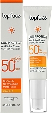 УЦЕНКА Солнцезащитный крем для лица SPF50+ - TopFace Sun Protect Anti Shine Cream SPF50+ * — фото N2