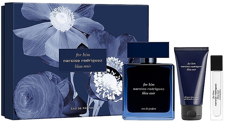 Narciso Rodriguez For Him Bleu Noir - Набор (edp/100ml + edp/mini/10ml + sh/gel/50ml) — фото N1