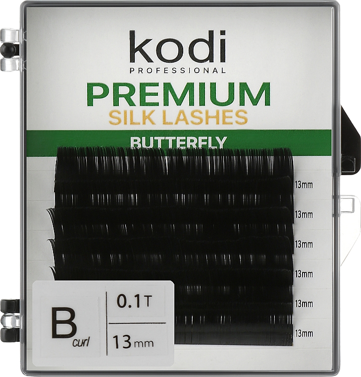 Накладні вії Butterfly Green B 0.10 (6 рядів: 13 мм) - Kodi Professional — фото N1