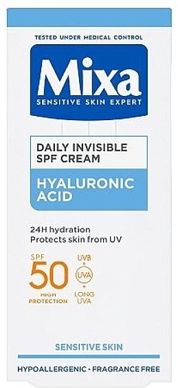 Щоденний зовложувальний крем - Mixa Hyaluronic Acid Daily Invisible SPF50 Cream — фото N3