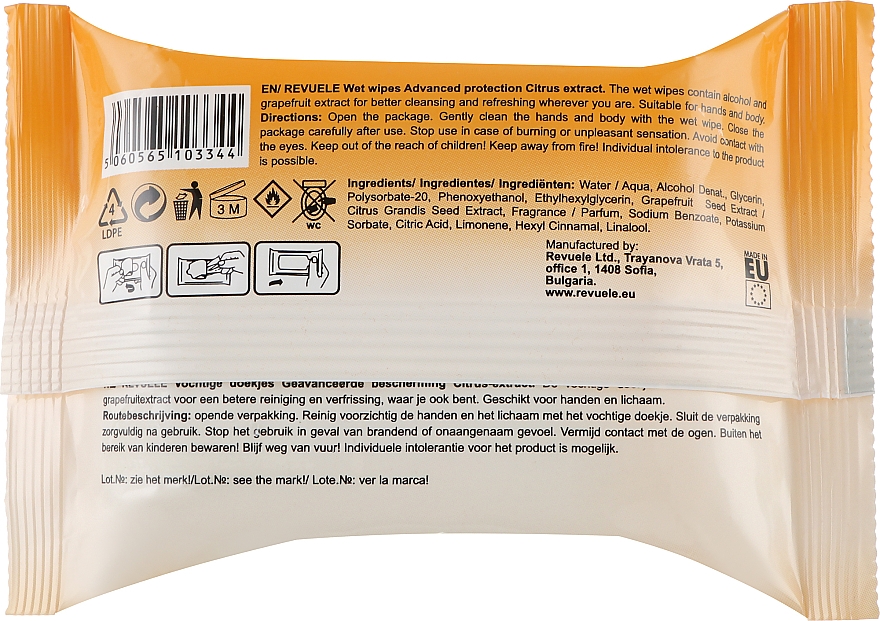 Влажные салфетки с экстрактом цитрусовых - Revuele Advanced Protection Wet Wipes Citrus Extracts — фото N2