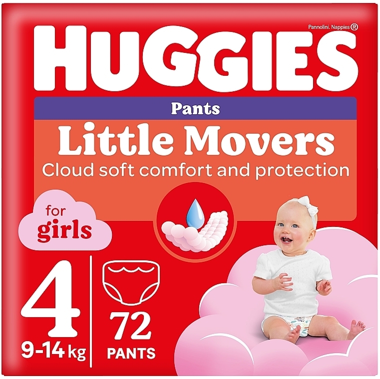 Трусики-підгузки Pants 4 для дівчаток, 72 шт. - Huggies — фото N1