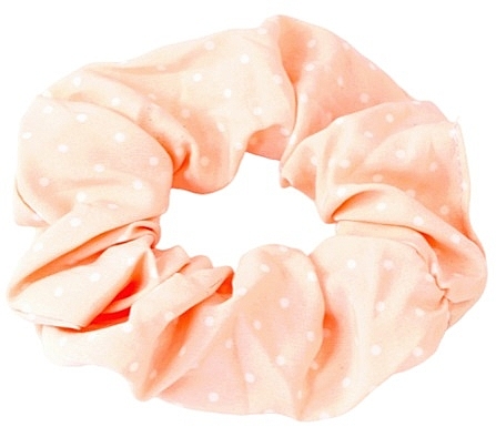 Резинка для волос, персиковая в мелкий белый горох - Lolita Accessories — фото N1