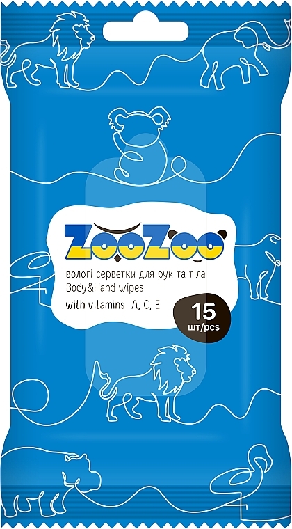Влажные салфетки для рук и тела "Витамины", голубые - ZooZoo — фото N1