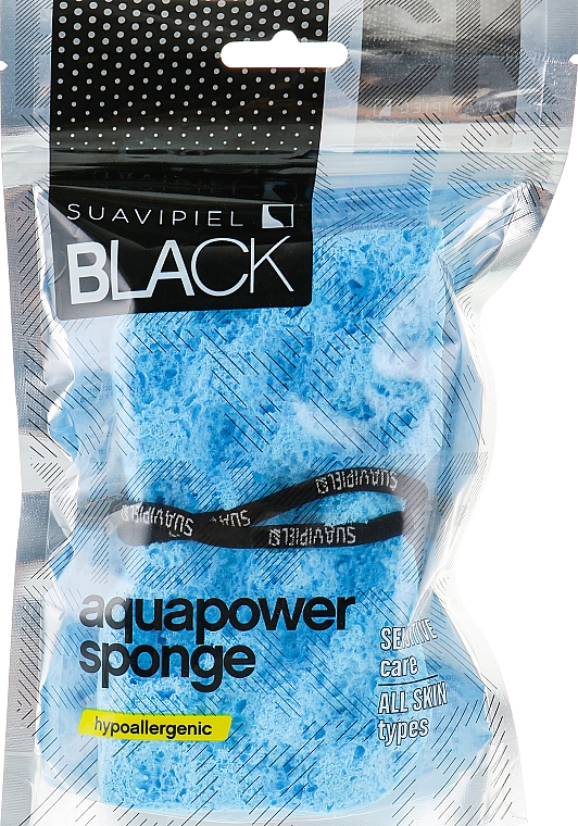 Мужская губка для душа, синяя - Suavipiel Black Aqua Power Sponge