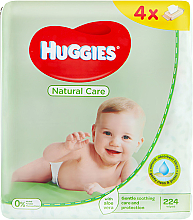 Парфумерія, косметика УЦІНКА! Дитячі вологі серветки Natural Care, 4х56 шт. - Huggies *