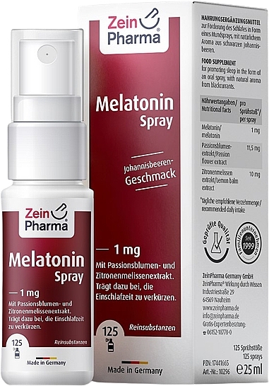 Харчова добавка "Мелатонін" спрей, 1 мг - ZeinPharma Melatonin Spray 1 Mg — фото N1