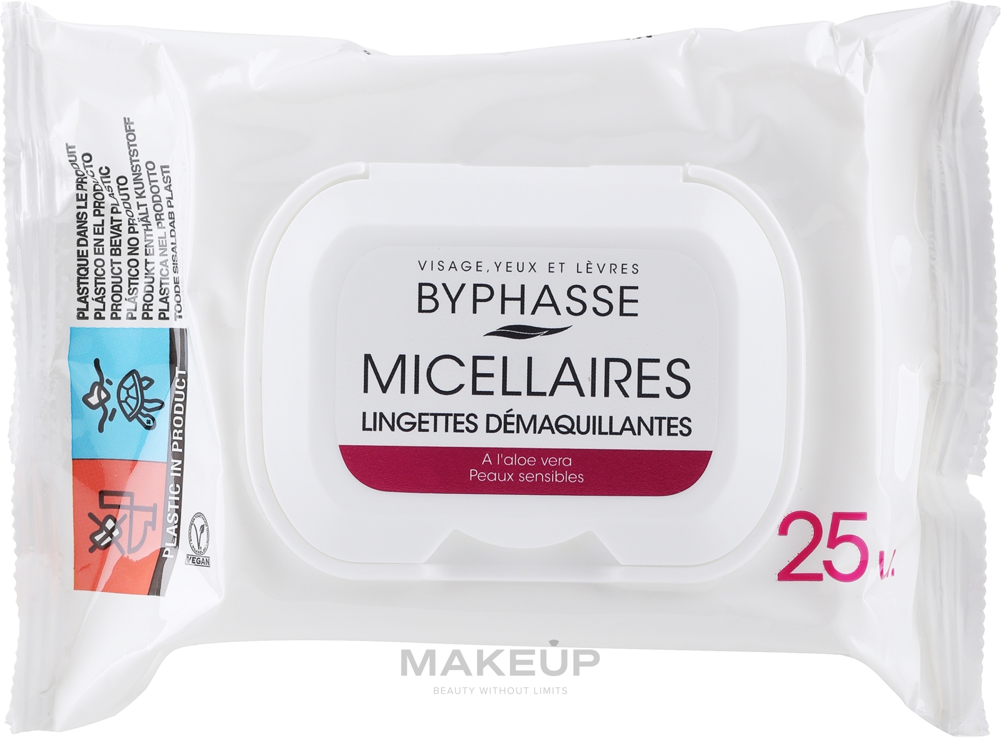 Салфетки очищающие для чувствительной кожи - Byphasse Make-up Remover Wipes Micellar Solution Sensitive Skin — фото 25шт
