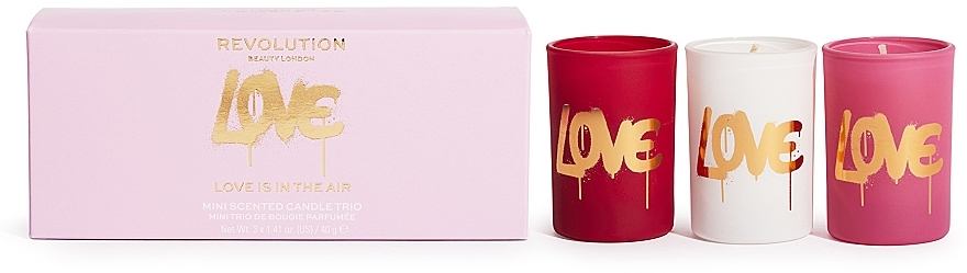 Набор - Makeup Revolution Love Is In The Air Mini Candle Gift Set (3x40g) — фото N1