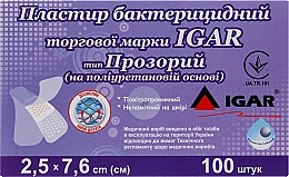 Пластырь бактерицидный "Прозрачный на полиуретановой основе", 2.5х6.7 см, 100шт - Igar — фото N1