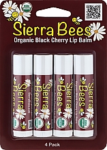 Парфумерія, косметика Набір бальзамів для губ "Чорна вишня" - Sierra Bees (lip/balm/4x4,25g)