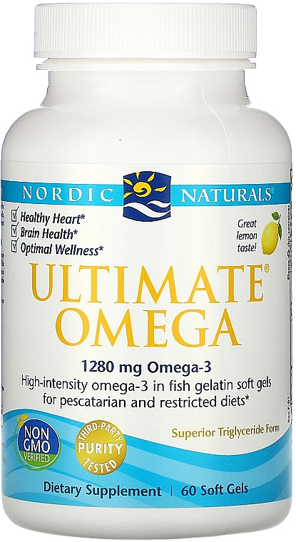 Харчова добавка у м'яких желатинових таблетках "Омега-3", 1280 мг - Nordic Naturals Ultimate Omega Xtra Lemon — фото N1