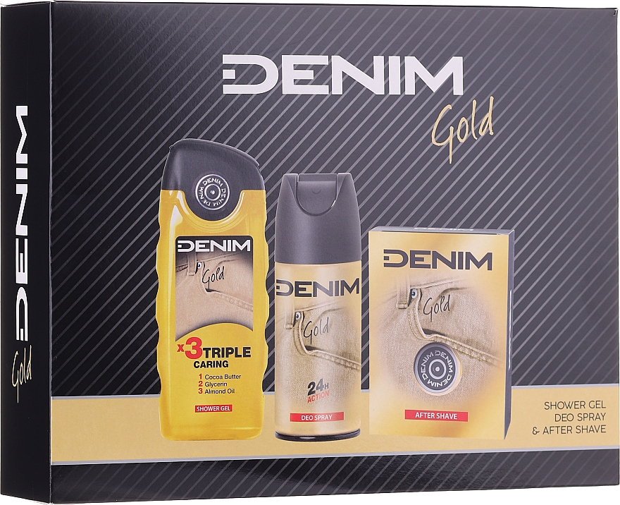 Denim Gold - Набор (ash/lot/100ml + deo/150ml + sh/gel/250ml) — фото N1