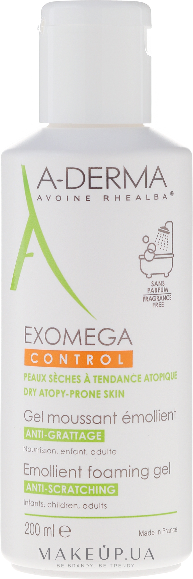 Відновлювальний гель-пінка для душу - A-Derma Exomega Control Emollient Foaming Gel Anti-Scratching — фото 200ml