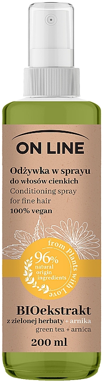 Спрей для волосся "Зелений чай і арніка" - On Line Green Tea + Arnika Conditioning Spray — фото N3