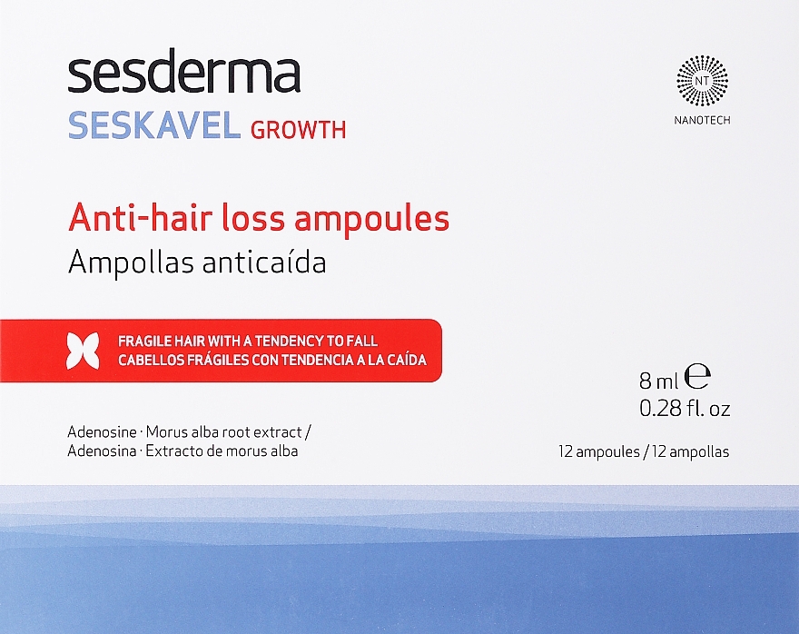 Ампулы против выпадения волос - SesDerma Laboratories Seskavel Anti-Hair Loss Aampoules — фото N1