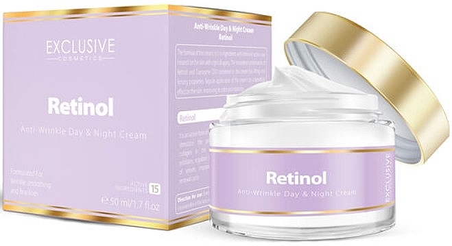 Крем для лица с ретинолом - Exclusive Cosmetics Retinol Anti-Wrinkle Day & Night Cream — фото N1