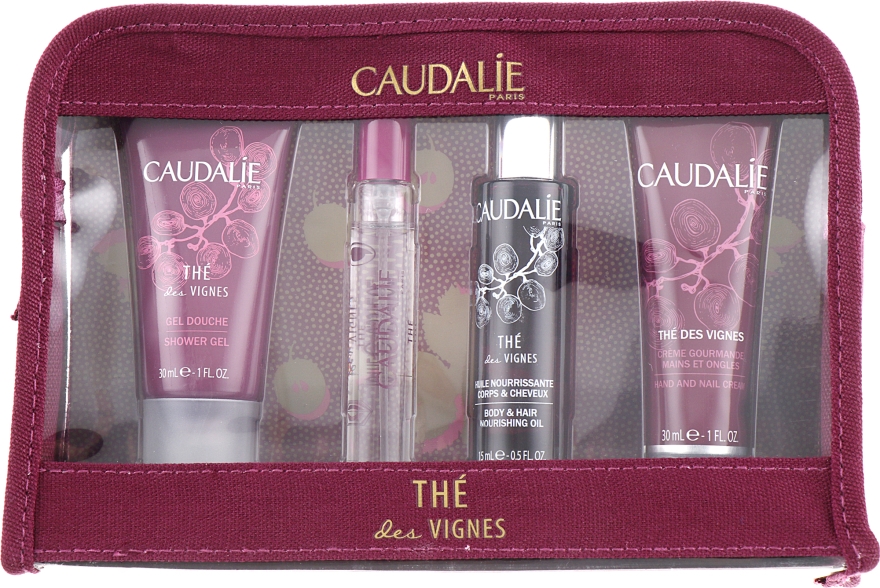 Caudalie The des Vignes - Набор "Body Care Ritual Set" (edt/10 ml + b/oil/15 ml + sh/gel/30 ml + h/cr/30 ml)