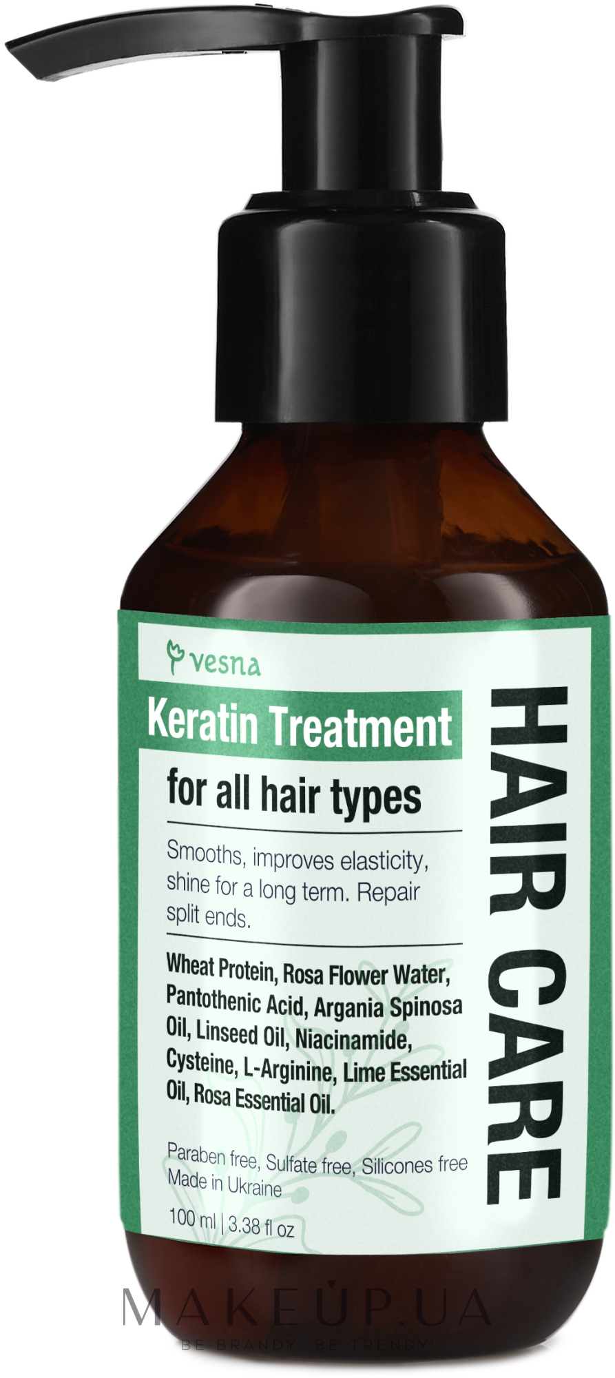 Кератинове наповнення волосся з арганієвою олією - Vesna — фото 100ml