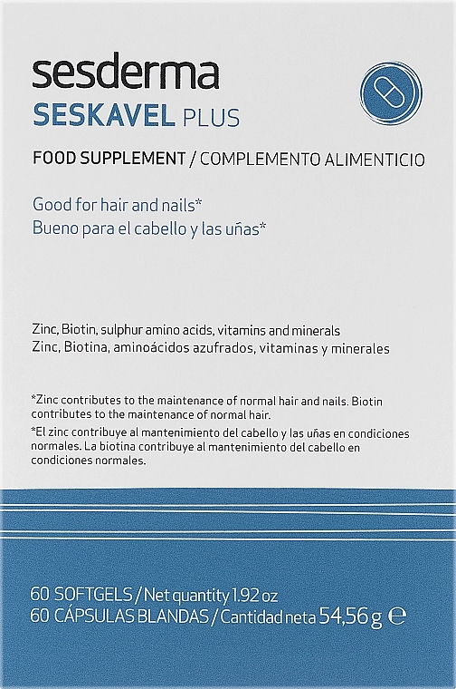 Харчова добавка для зміцнення волосся й нігтів - Sesderma Laboratories Seskavel Plus — фото N1