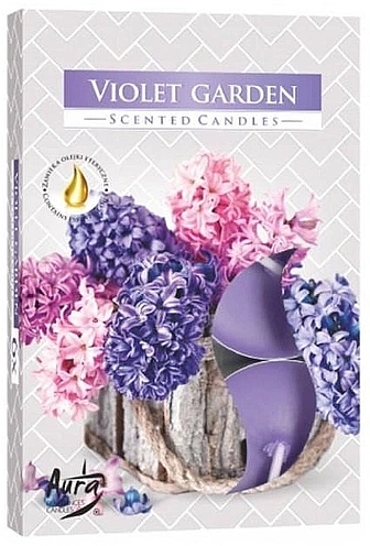 Набір чайних свічок "Фіалковий сад" - Bispol Violet Garden Scented Candles — фото N1